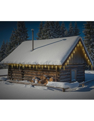 Lampki kurtyna świetlna sople zew 72 led ciepły biały timer