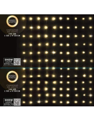 Lampki choinkowe kurtyna świetlna zew/wew 144 led 120x120cm z pilotem ciepły biały