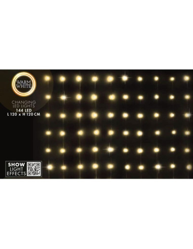 Lampki choinkowe kurtyna świetlna zew/wew 144 led 120x120cm z pilotem ciepły biały