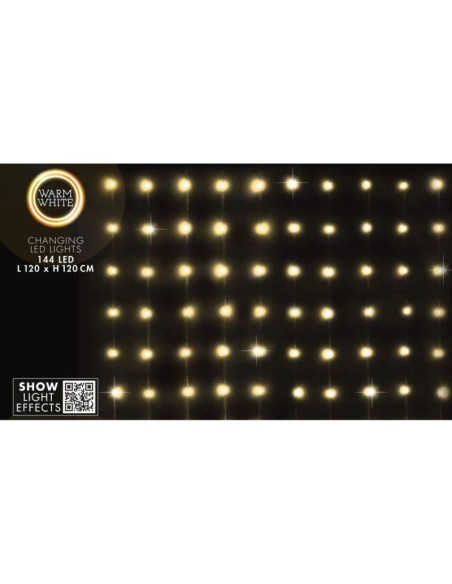 Lampki choinkowe kurtyna świetlna zew/wew 144 led 120x120cm z pilotem ciepły biały
