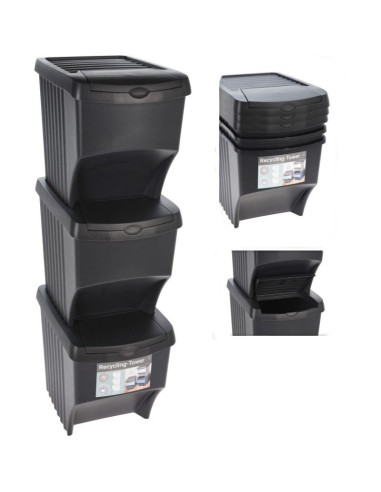 Śmietnik kosze na śmieci 22 l set 3 szt. antracyt