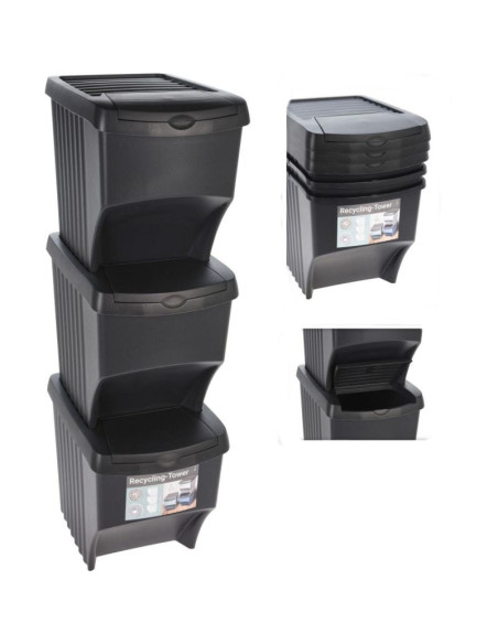 Śmietnik kosze na śmieci 22 l set 3 szt. antracyt