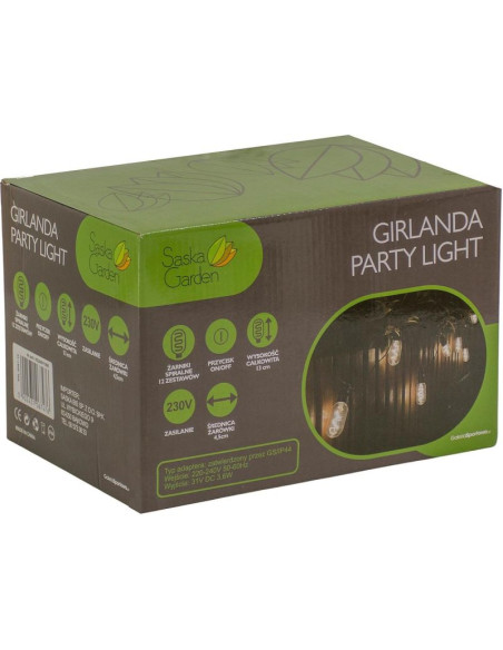Party light girlanda zewnętrzna 12 żarówek 12led spiralnych 6,3m 230v