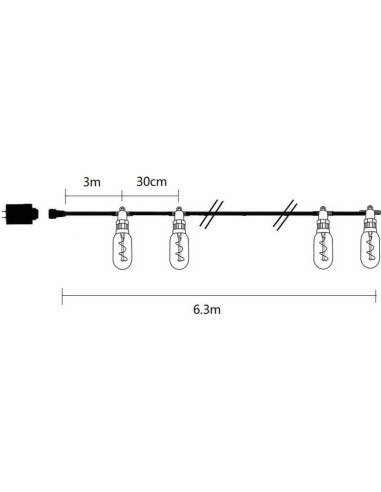 Party light girlanda zewnętrzna 12 żarówek 12led spiralnych 6,3m 230v