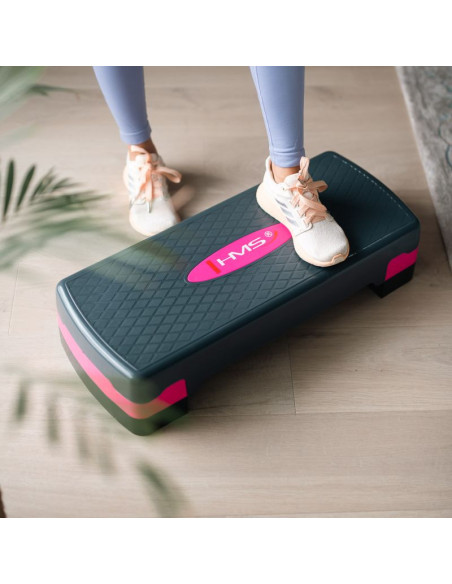 Step do aerobiku hms model as002 w kolorze różowym/szarym