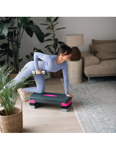 Step do aerobiku hms model as002 w kolorze różowym/szarym