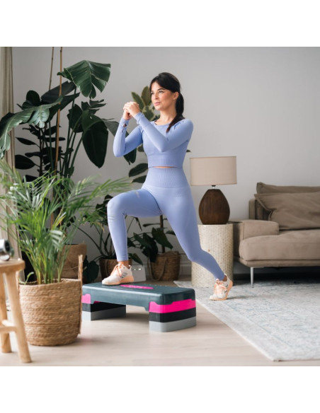 Step do aerobiku hms model as002 w kolorze różowym/szarym