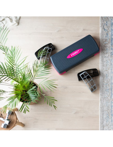 Step do aerobiku hms model as002 w kolorze różowym/szarym