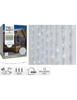 Lampki choinkowe kurtyna świetlna waterfall zew 220 led zimny biały 5 prędkości