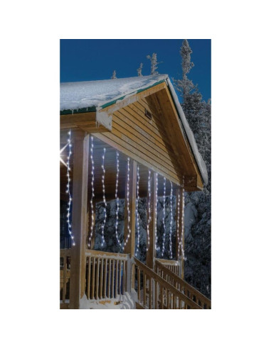 Lampki choinkowe kurtyna świetlna waterfall zew 220 led zimny biały 5 prędkości