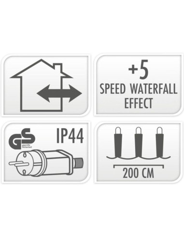 Lampki choinkowe kurtyna świetlna waterfall zew 220 led zimny biały 5 prędkości