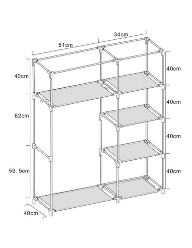 Szafa tekstylna garderoba 90x45x170cm ciemno-szara 8811