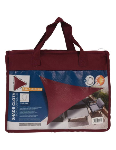 Żagiel przeciwsłoneczny ogrodowy trójkąt 3,6x3,6x3,6m bordowy