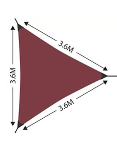 Żagiel przeciwsłoneczny ogrodowy trójkąt 3,6x3,6x3,6m bordowy