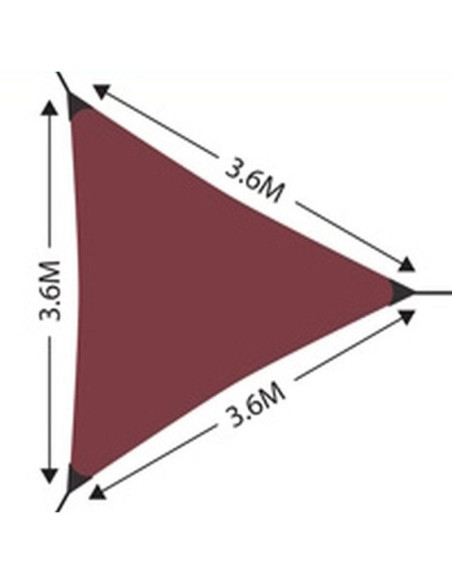 Żagiel przeciwsłoneczny ogrodowy trójkąt 3,6x3,6x3,6m bordowy