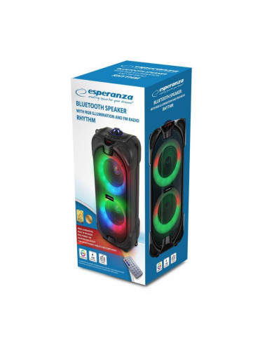 Esperanza głośnik bluetooth fm led rgb rythm ep157