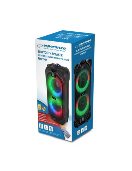 Esperanza głośnik bluetooth fm led rgb rythm ep157