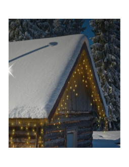 Lampki choinkowe kurtyna świetlna zew 360 led sterownik timer ciepły biały kabel transparentny 2