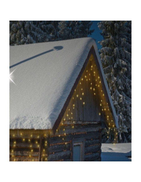 Lampki choinkowe kurtyna świetlna zew 360 led sterownik timer ciepły biały kabel transparentny