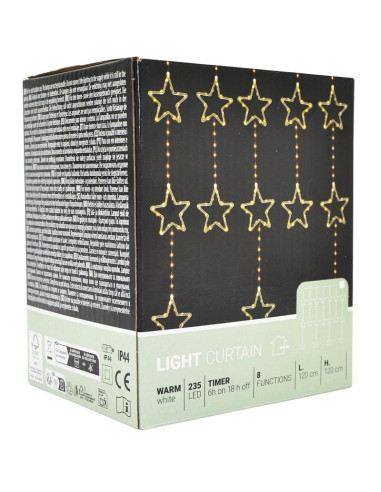 Lampki choinkowe kurtyna świetlna 120x120 cm 235led ciepły biały gwiazdki