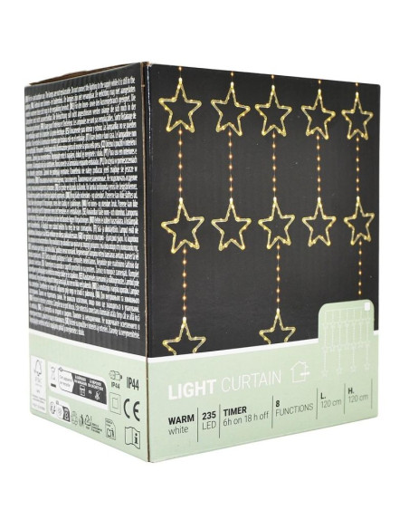 Lampki choinkowe kurtyna świetlna 120x120 cm 235led ciepły biały gwiazdki