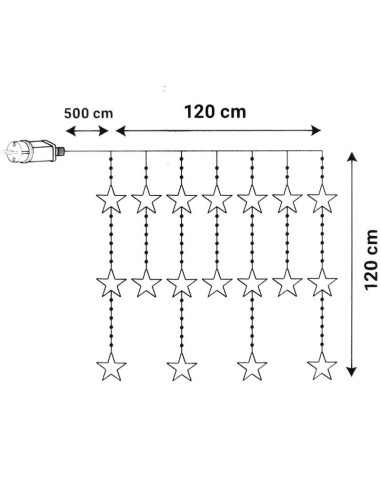 Lampki choinkowe kurtyna świetlna 120x120 cm 235led ciepły biały gwiazdki
