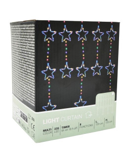 Lampki choinkowe kurtyna świetlna 120x120 cm 235led multikolor gwiazdki