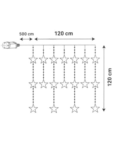 Lampki choinkowe kurtyna świetlna 120x120 cm 235led multikolor gwiazdki