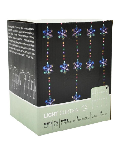 Lampki choinkowe kurtyna świetlna 120x120 cm 232led multikolor płatki śniegu
