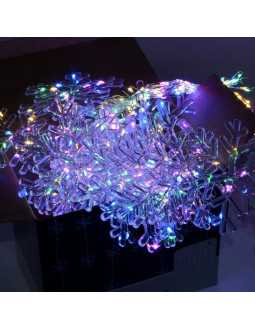 Lampki choinkowe kurtyna świetlna 120x120 cm 232led multikolor płatki śniegu 2