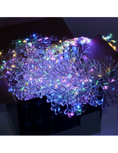 Lampki choinkowe kurtyna świetlna 120x120 cm 232led multikolor płatki śniegu