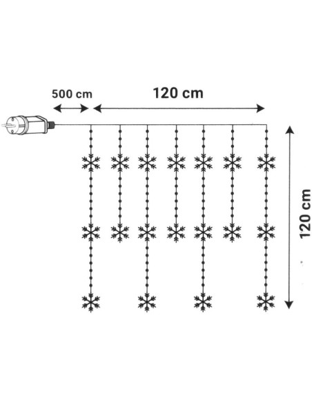 Lampki choinkowe kurtyna świetlna 120x120 cm 232led multikolor płatki śniegu