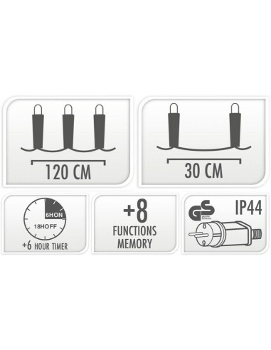 Lampki choinkowe kurtyna świetlna 120x120 cm 232led multikolor płatki śniegu