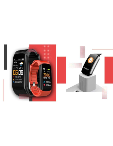 Smartwatch giewont czarno czerwony 2 paski gw200-1