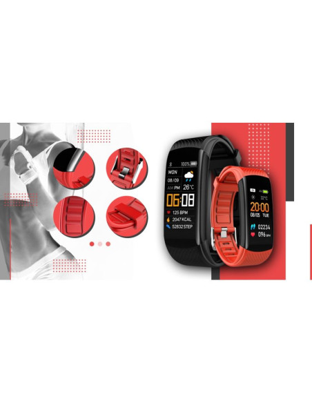 Smartwatch giewont czarno czerwony 2 paski gw200-1