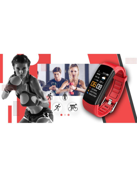 Smartwatch giewont czarno czerwony 2 paski gw200-1