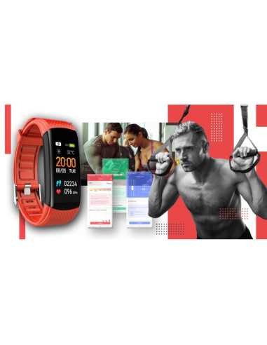 Smartwatch giewont czarno czerwony 2 paski gw200-1