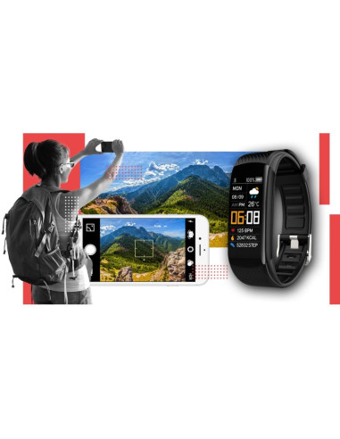 Smartwatch giewont czarno czerwony 2 paski gw200-1