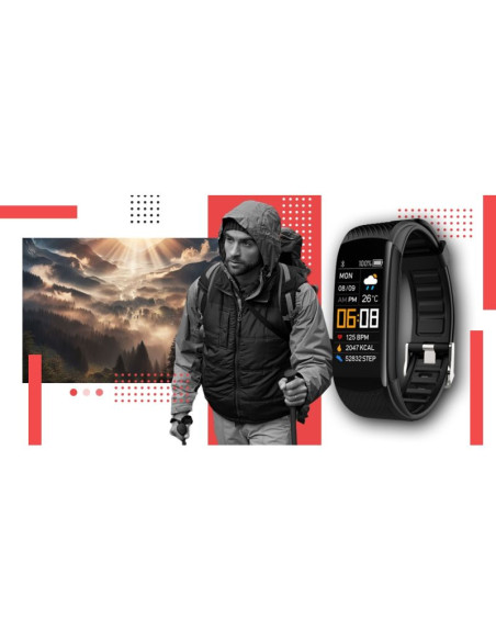 Smartwatch giewont czarno czerwony 2 paski gw200-1