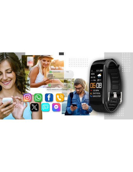 Smartwatch giewont czarno biały 2 paski gw200-2