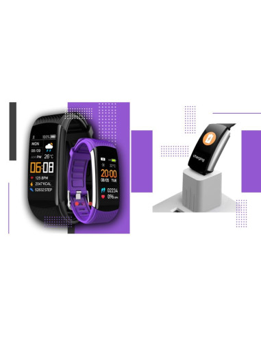 Smartwatch giewont czarno fioletowy 2 paski gw200-3