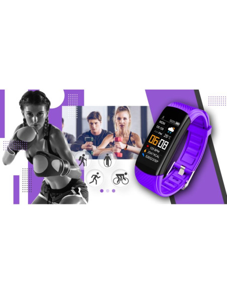 Smartwatch giewont czarno fioletowy 2 paski gw200-3