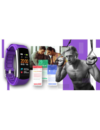 Smartwatch giewont czarno fioletowy 2 paski gw200-3