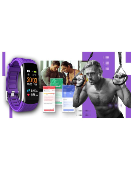 Smartwatch giewont czarno fioletowy 2 paski gw200-3