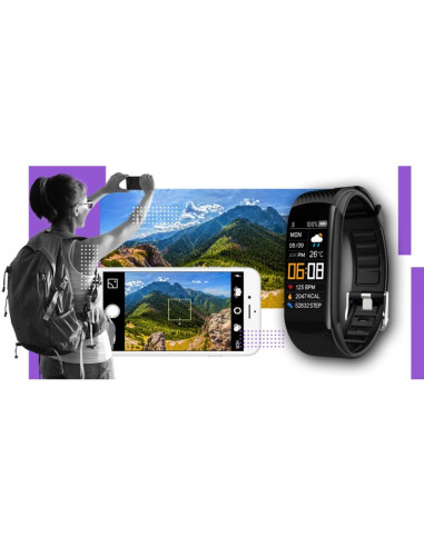 Smartwatch giewont czarno fioletowy 2 paski gw200-3