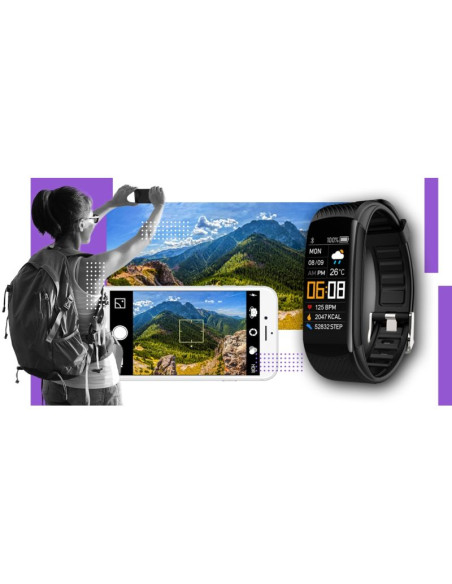 Smartwatch giewont czarno fioletowy 2 paski gw200-3