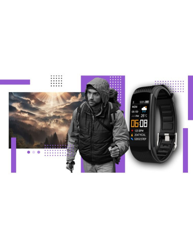 Smartwatch giewont czarno fioletowy 2 paski gw200-3