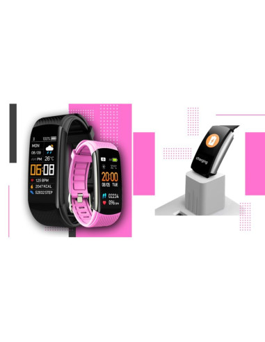 Smartwatch giewont czarno różowy 2 paski gw200-4