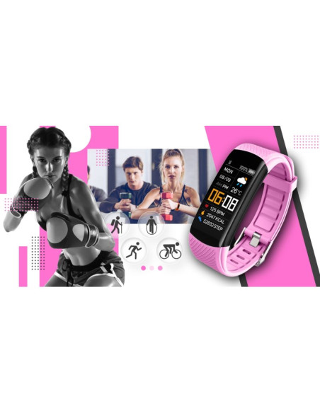 Smartwatch giewont czarno różowy 2 paski gw200-4