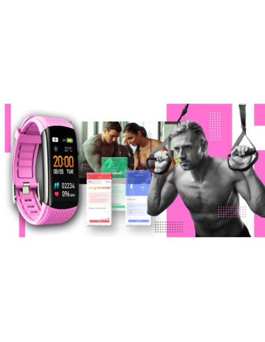 Smartwatch giewont czarno różowy 2 paski gw200-4